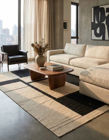 6' 4 x 9' 8 Hand Woven Kilim Modern Wool Rug