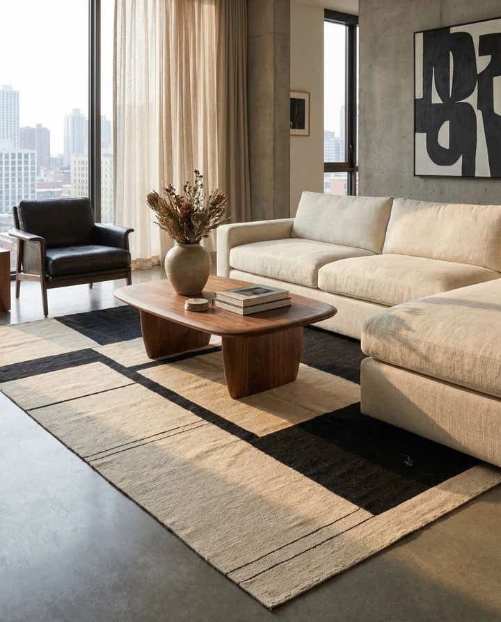 6' 4 x 9' 8 Hand Woven Kilim Modern Wool Rug