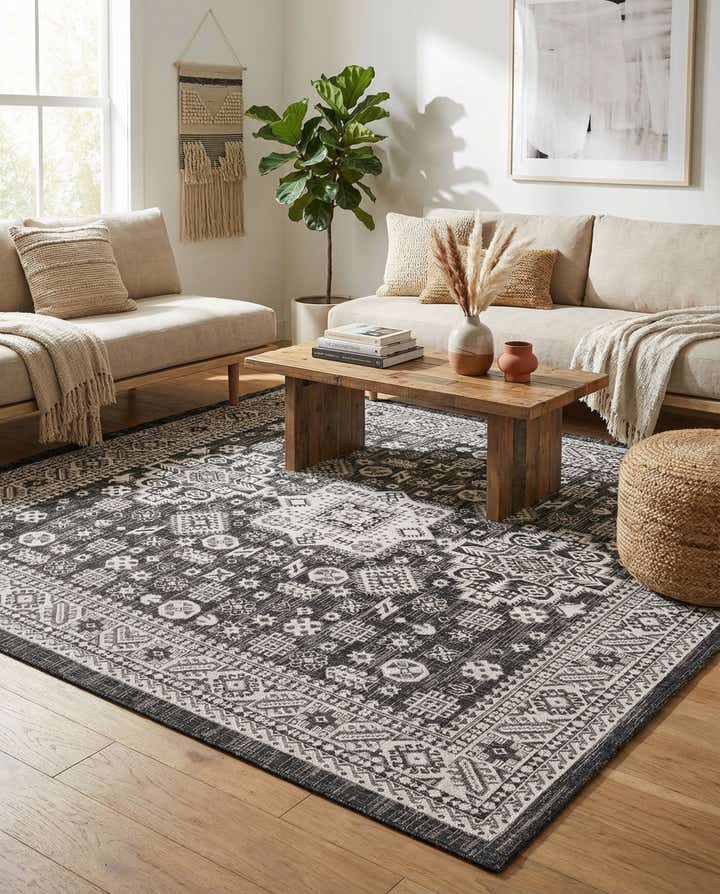 7' 10 x 7' 10 Easy-Clean Aztec Indoor / Outdoor Square Rug