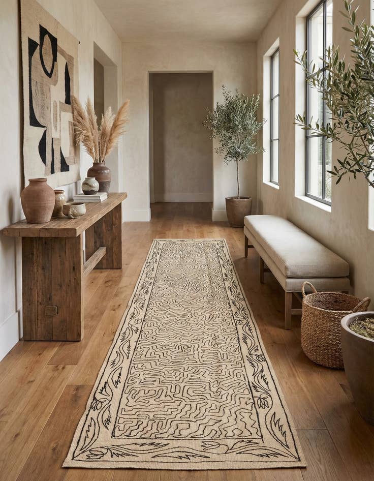 Detail image of 2' 6 x 9' 6  Hand Woven Kilim Suzani Wool Runner Rug