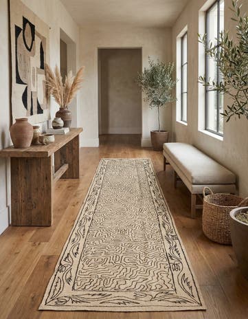 2' 6 x 9' 6 Hand Woven Kilim Suzani Wool Runner Rug