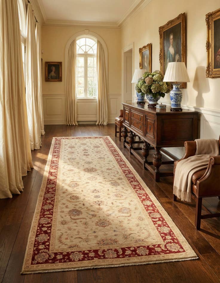 Detail image of 4' 10 x 14' 9 Hand Knotted Peshawar Ziegler Runner Rug