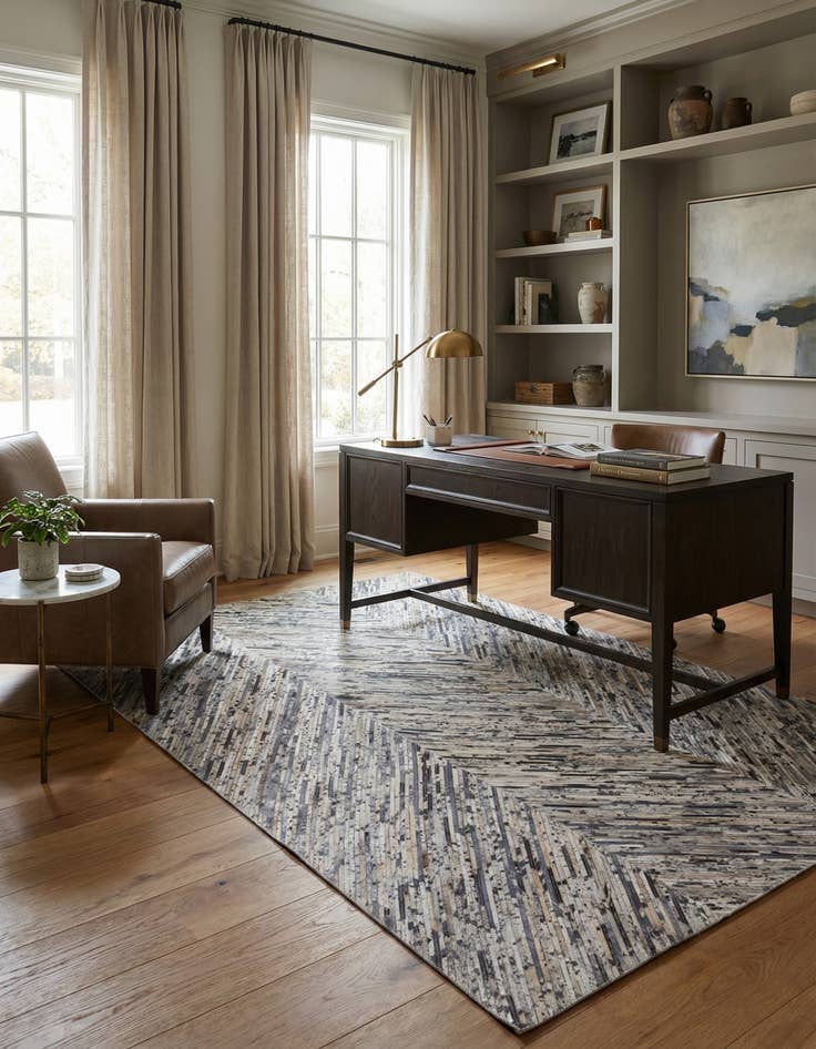 Detail image of 5' x 8' Cowhide Stocks Rug