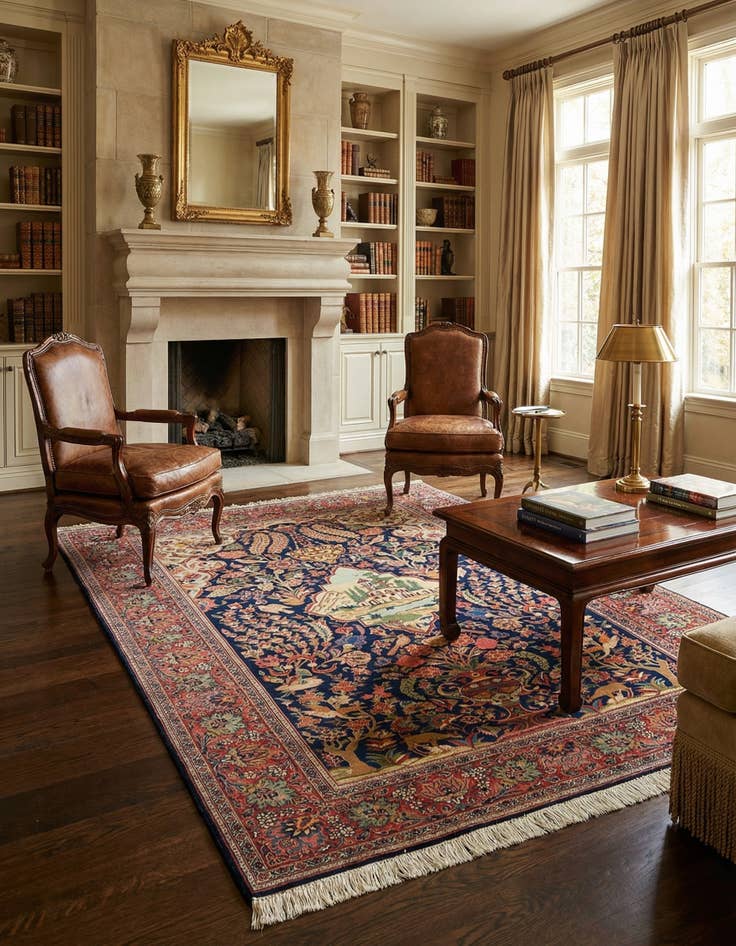 Detail image of  4' 4 x 6' 10  Hand Knotted Kashan Persian Rug