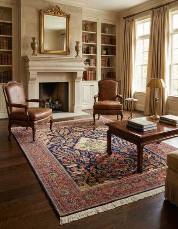 4' 4 x 6' 10 Hand Knotted Kashan Persian Rug