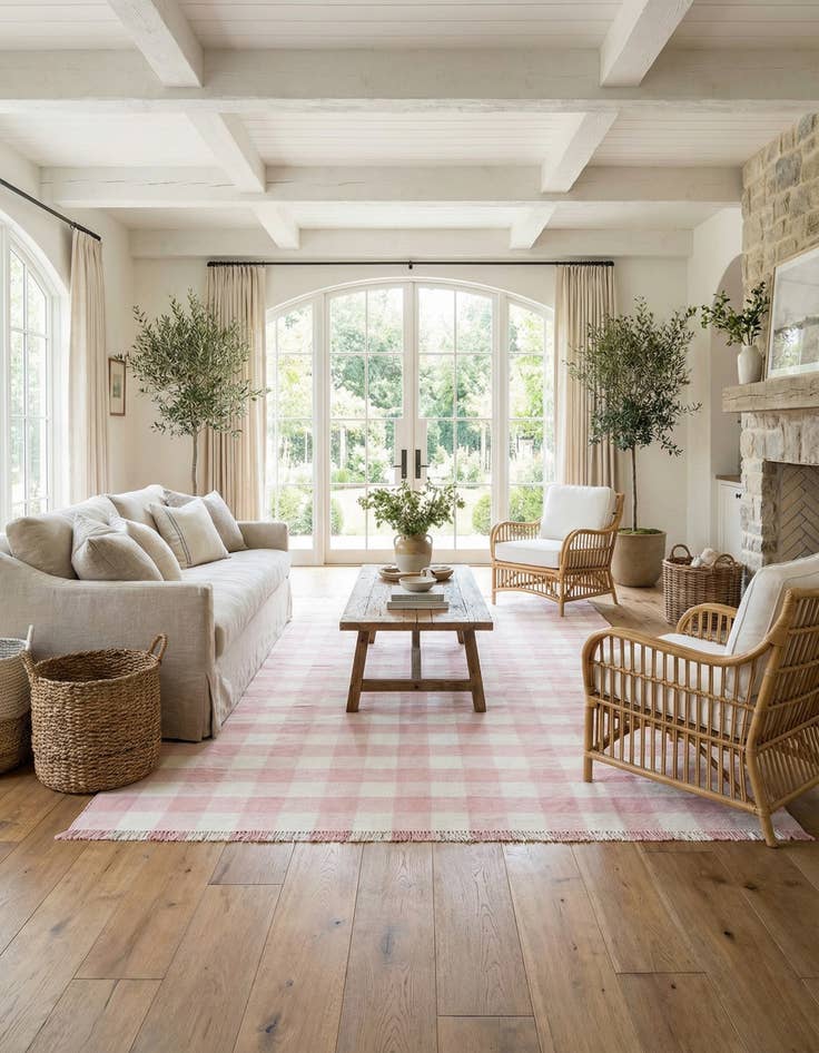 Detail image of 10' x 14' Eco Plaid   Washable Indoor / Outdoor Rug