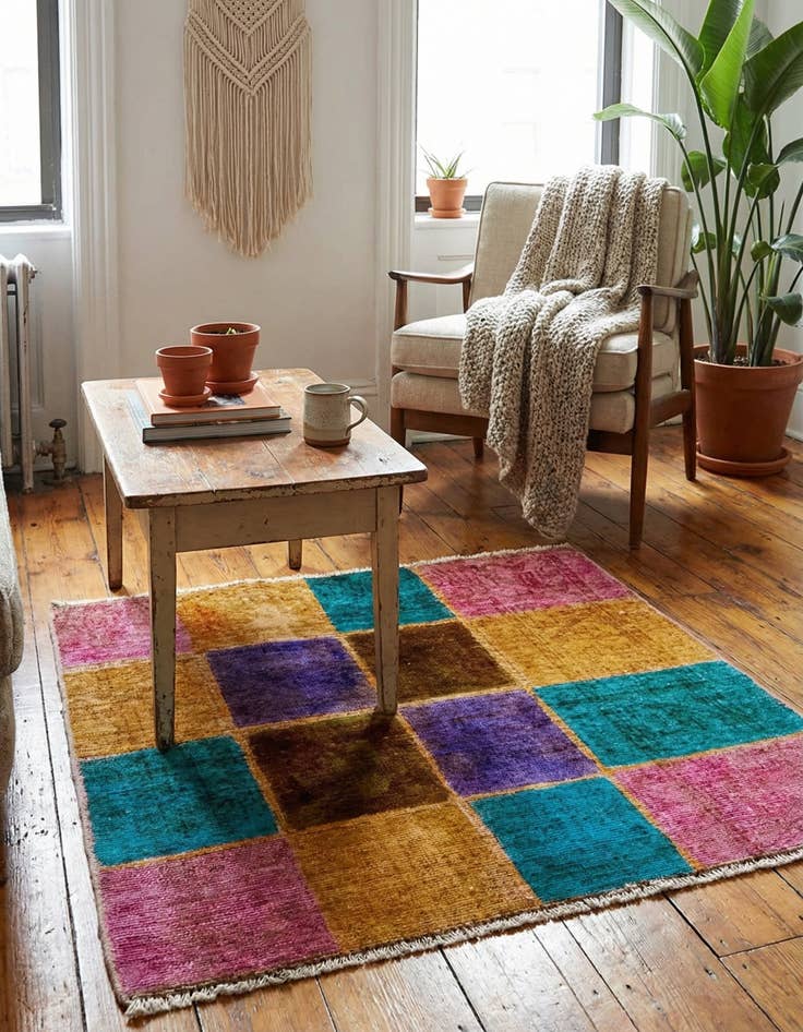 Detail image of 3' 6 x 3' 6  Hand Knotted Ultra Vintage Persian Wool Square Rug