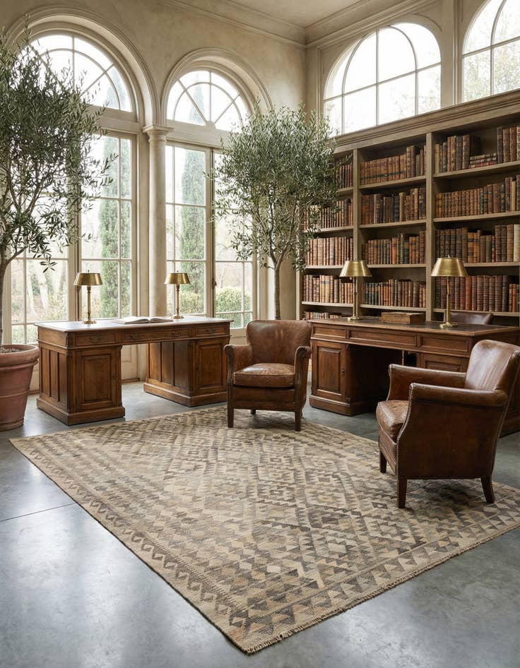 Detail image of 6' 9 x 9' 9  Hand Woven Kilim Maymana Wool Rug