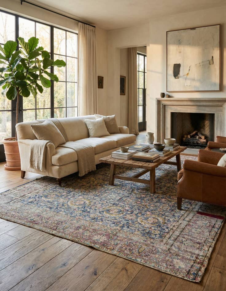 Detail image of 9' 3 x 12'  Hand Knotted Ultra Vintage Persian Wool Rug