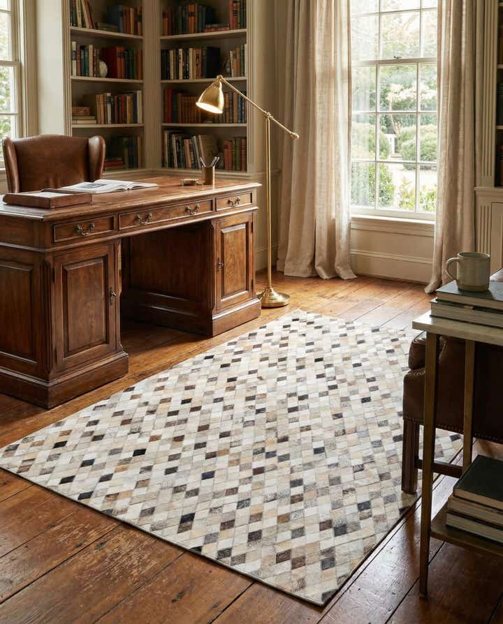 4' 7 x 6' 6 Cowhide Stocks Rug