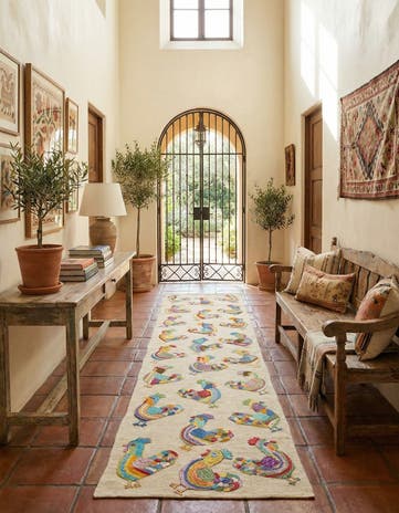 2' 5 x 9' 3 Hand Woven Kilim Suzani Wool Runner Rug