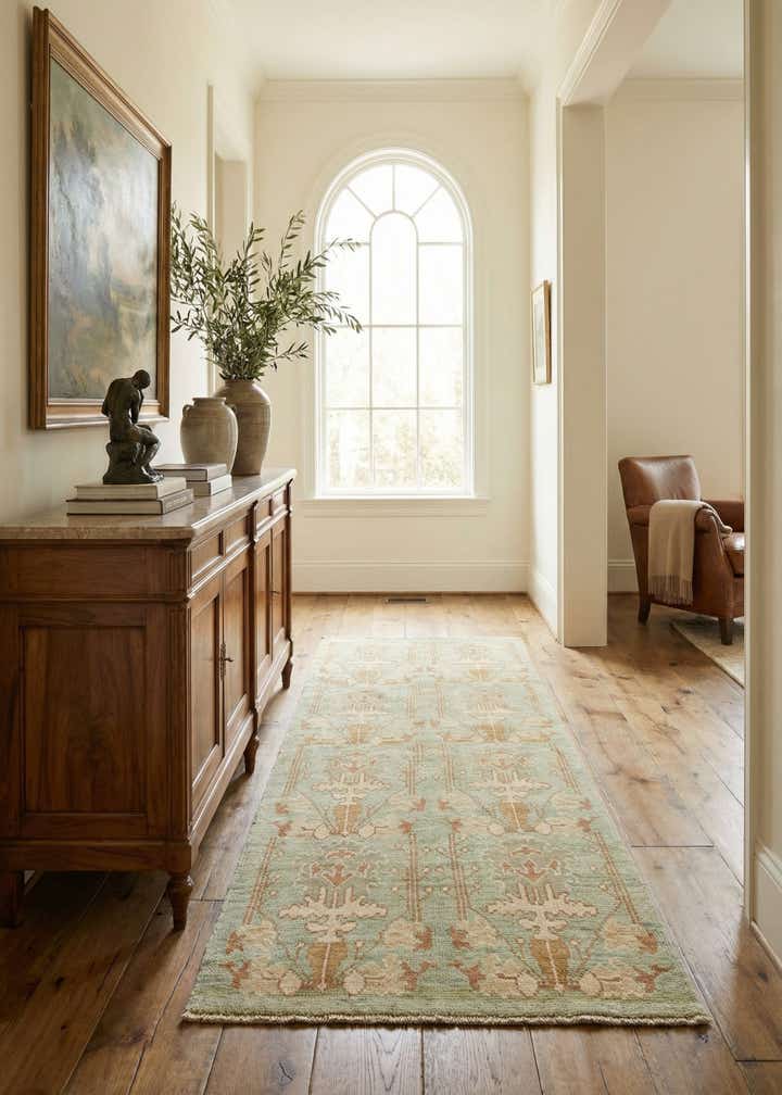 4' 5 x 7' 7 Hand Knotted Oushak Wool Runner Rug