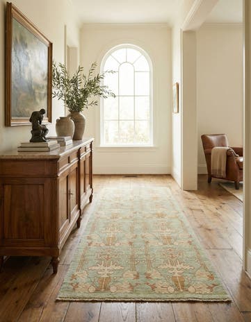 4' 5 x 7' 7 Hand Knotted Oushak Wool Runner Rug