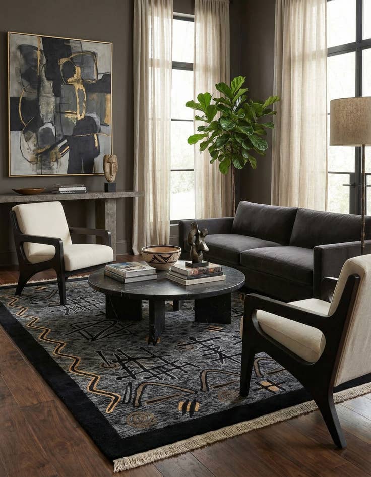 Detail image of 6' 8 x 9' 9  Hand Knotted Carved Pekin Wool Rug