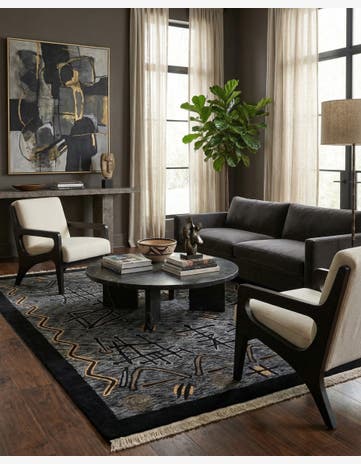 6' 8 x 9' 9 Hand Knotted Carved Pekin Wool Rug