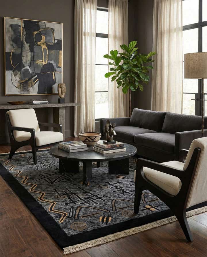 6' 8 x 9' 9 Hand Knotted Carved Pekin Wool Rug