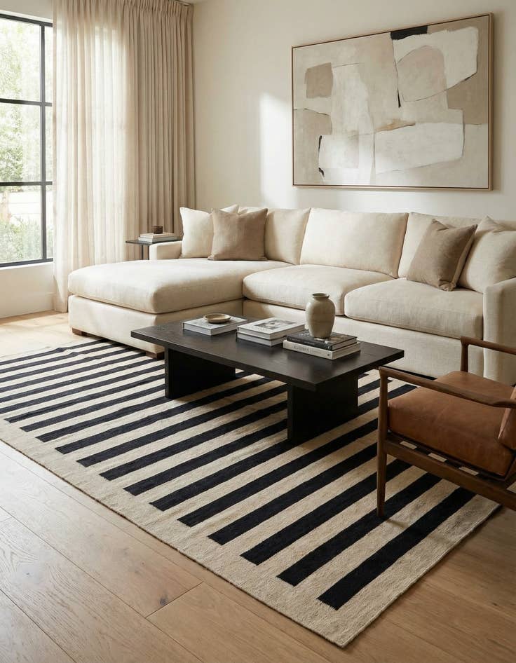 Detail image of 6' 9 x 9' 7  Hand Woven Kilim Modern Wool Rug