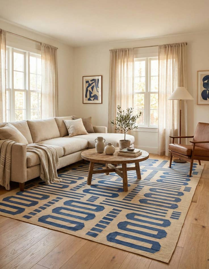 Detail image of 6' 7 x 9' 9  Hand Woven Kilim Modern Wool Rug