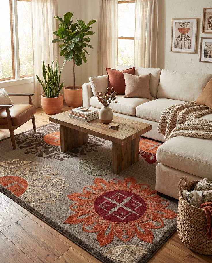 Detail image of 8' x 10' Easy-Clean Modern Indoor / Outdoor Rug