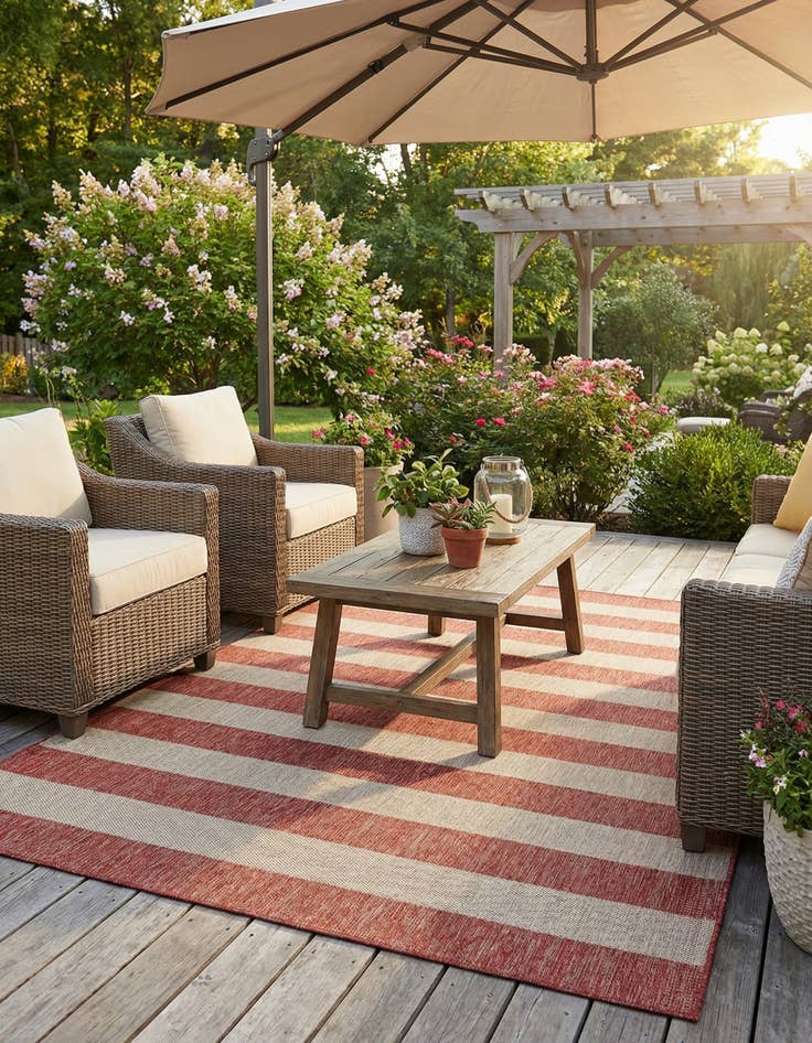 Detail image of  7' x 10'  Washable Ribbon Indoor / Outdoor Rug