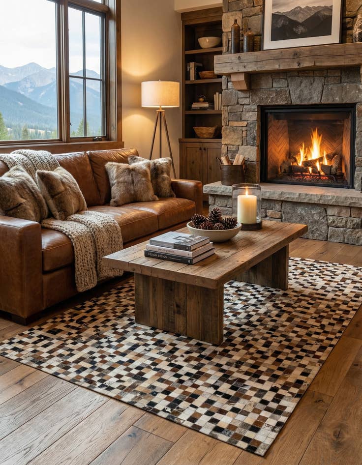 Detail image of  5' 1 x 7' 10 Cowhide - Patchwork Rug