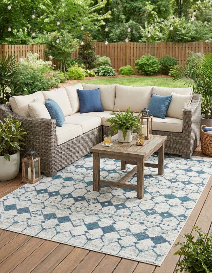 Detail image of  6' x 9'  Washable Lattice Indoor / Outdoor Rug