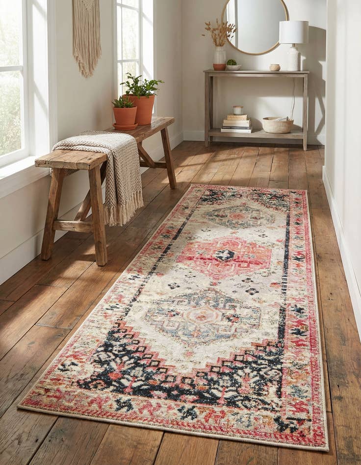 Detail image of 2' x 6'  Washable Traditional Indoor / Outdoor Runner Rug