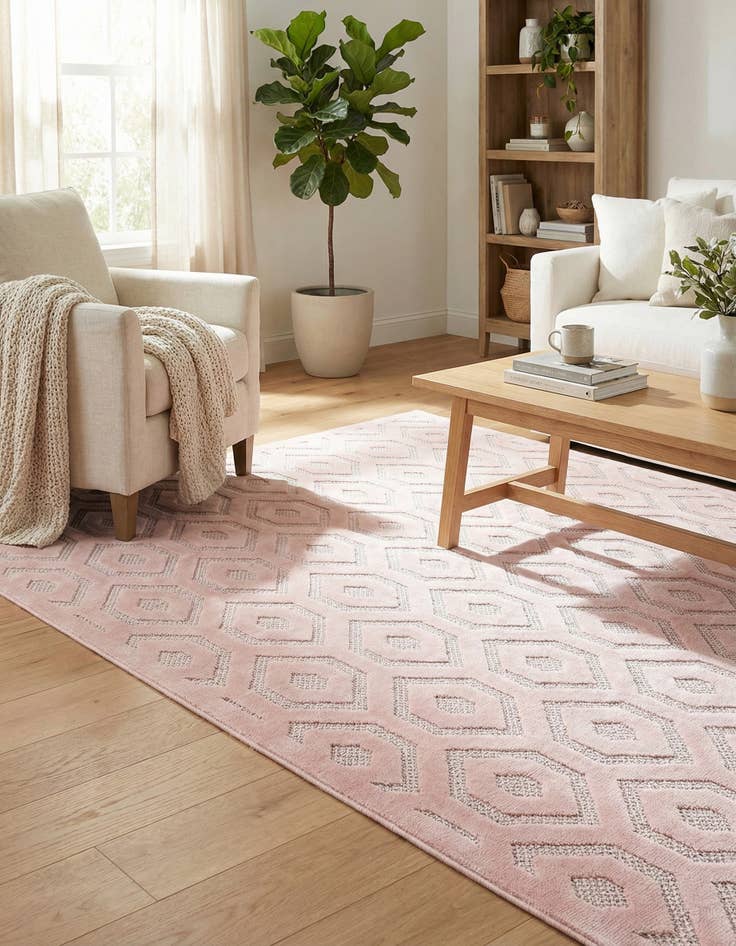 Detail image of  6' x 9'  Washable Trellis Textured Indoor / Outdoor Rug