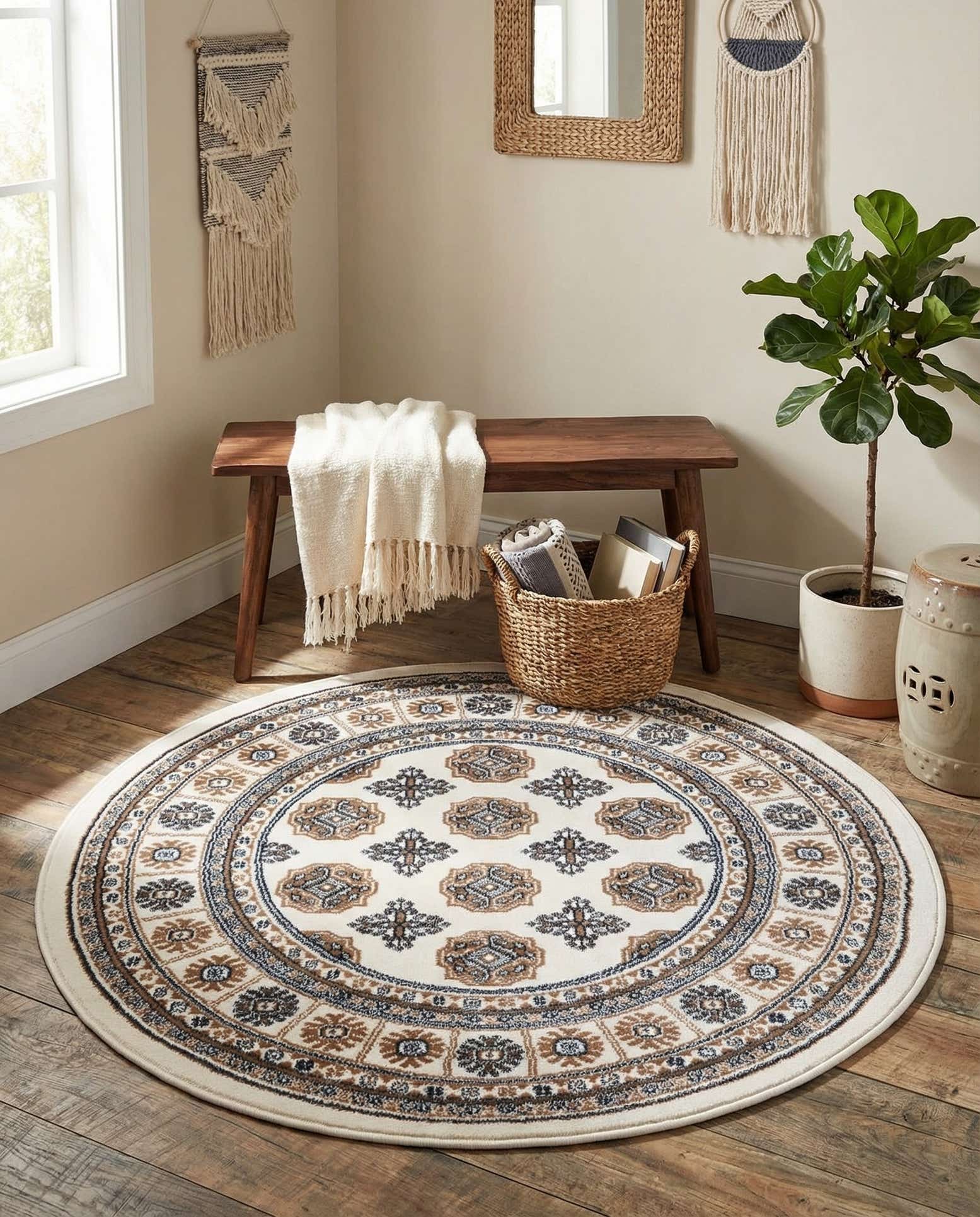 3' x 3' Bokhara Round Rug