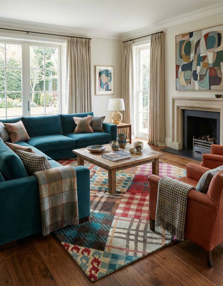 Detail image of 7' 6 x 9' 7 Modern Manshu Wool Rug