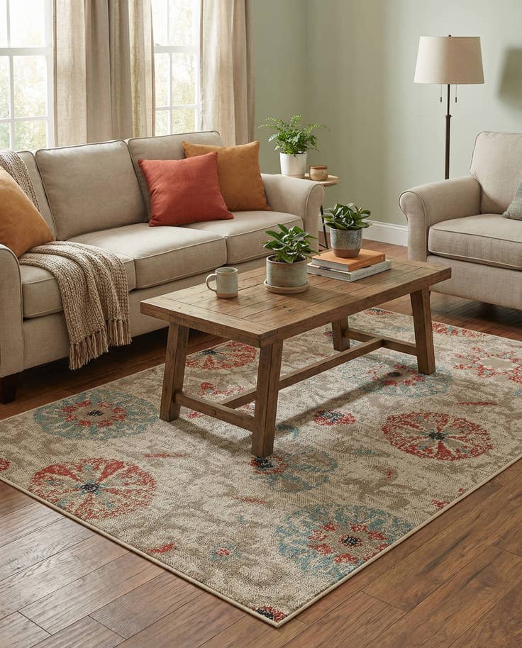 Detail image of 4' x 6' Easy-Clean Botanical Indoor / Outdoor Rug