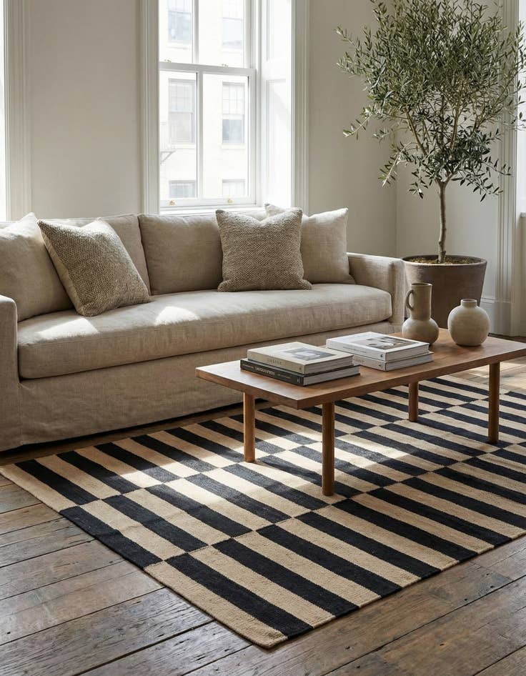 Detail image of 3' 4 x 4' 10  Hand Woven Kilim Modern Wool Rug