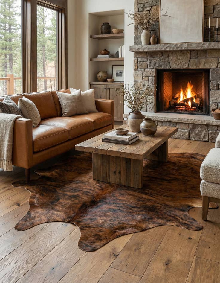 Detail image of 5' 11 x 7' 1 Cowhide Leather Rug