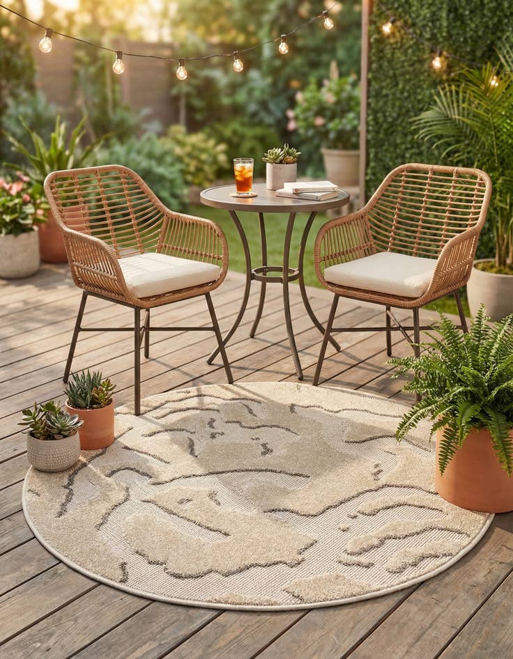Detail image of 3' x 3'  Washable Sabrina Soto Indoor / Outdoor Round Rug