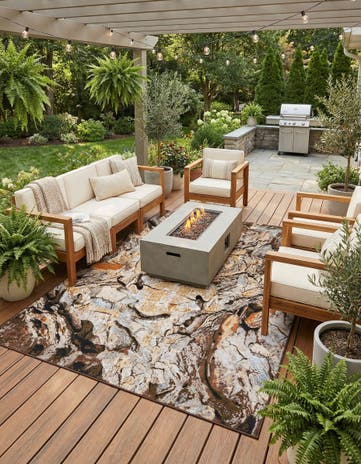 9' x 12' Easy-Clean Modern Indoor / Outdoor Rug