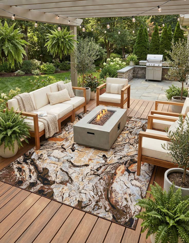 Detail image of 9' x 12'  Washable Modern Indoor / Outdoor Rug