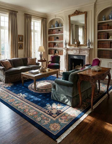 9' 1 x 12' 5 Hand Knotted Carved Pekin Wool Rug