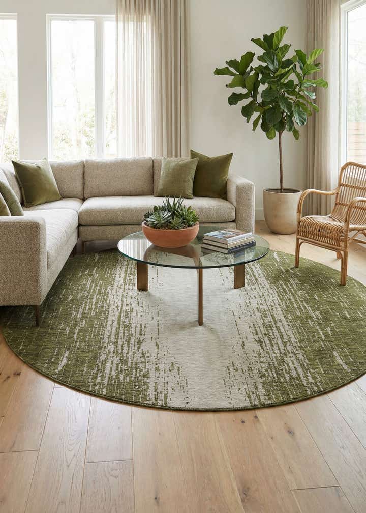 10' 8 x 10' 8 Easy-Clean Modern Indoor / Outdoor Round Rug