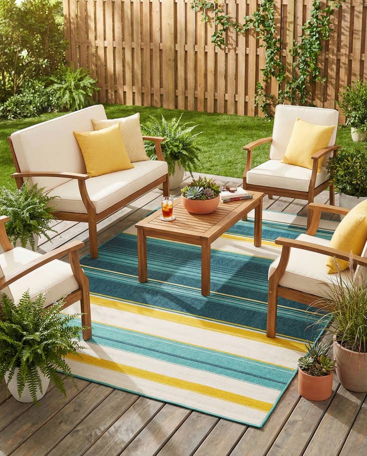 Detail image of 5' x 8' Easy-Clean Border Indoor / Outdoor Rug