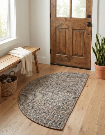 2' 2 x 3' 7 Handmade Braided Jute Hearth Rug