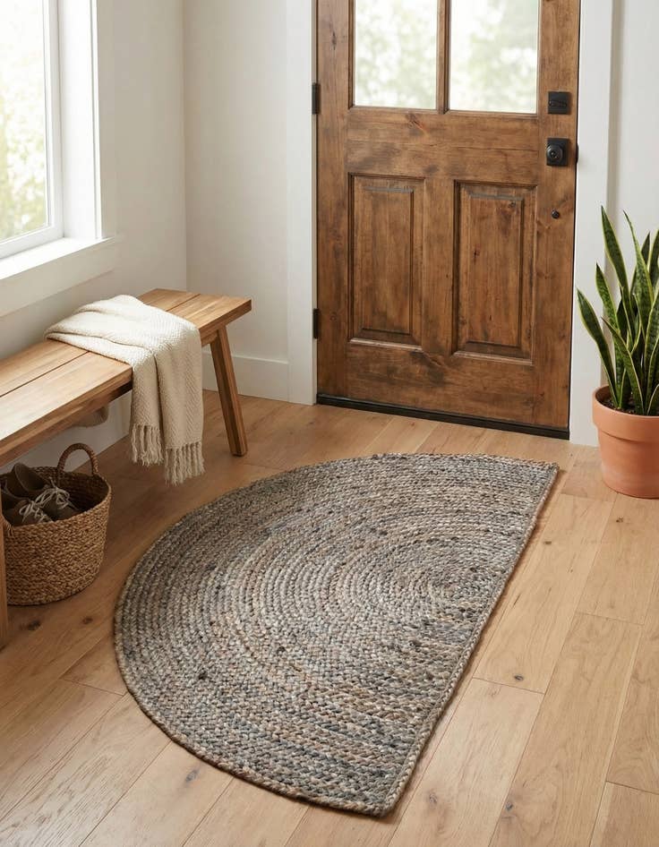 Detail image of 2' 2 x 3' 7  Hand Braided Jute Hearth Rug