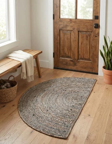 2' 2 x 3' 7 Handmade Braided Jute Hearth Rug