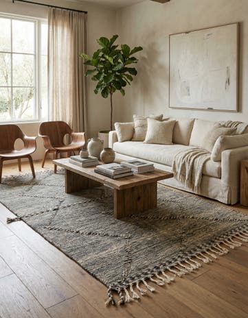 5' x 8' 7 Hand Knotted Moroccan Wool Rug
