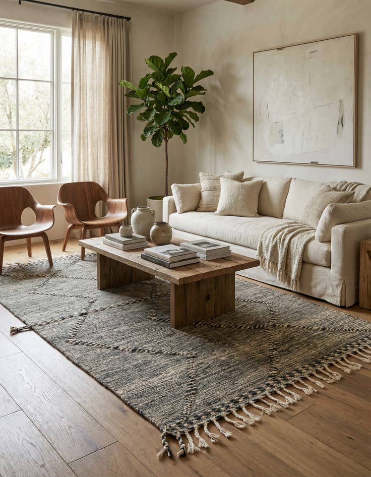 Detail image of 5' x 8' 7  Hand Knotted Moroccan Wool Rug