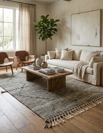 5' x 8' 7 Hand Knotted Moroccan Wool Rug
