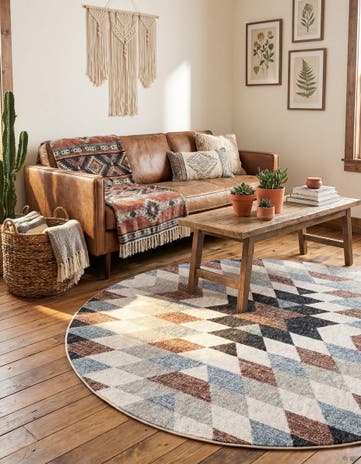 7' x 7' Eco Southwestern Round Rug
