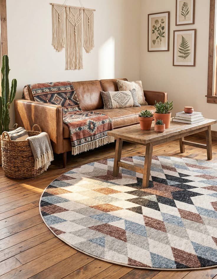 Detail image of  7' x 7' Eco Southwestern Round Rug