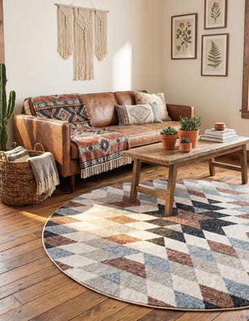7' x 7' Eco Southwestern Round Rug