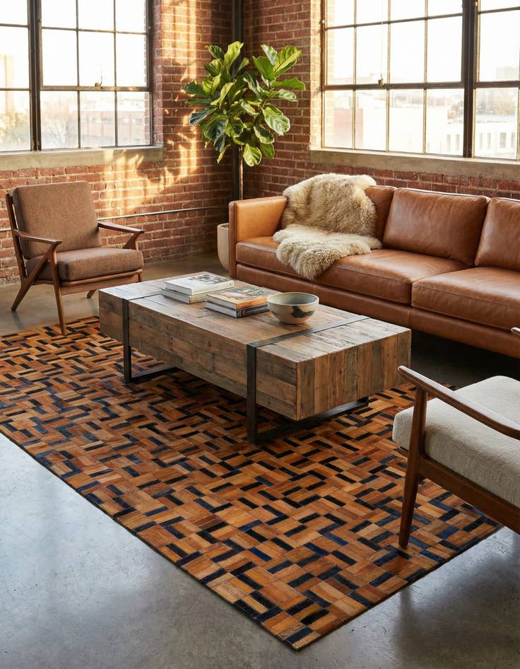 Detail image of  5' x 7' 11 Cowhide - Patchwork Rug