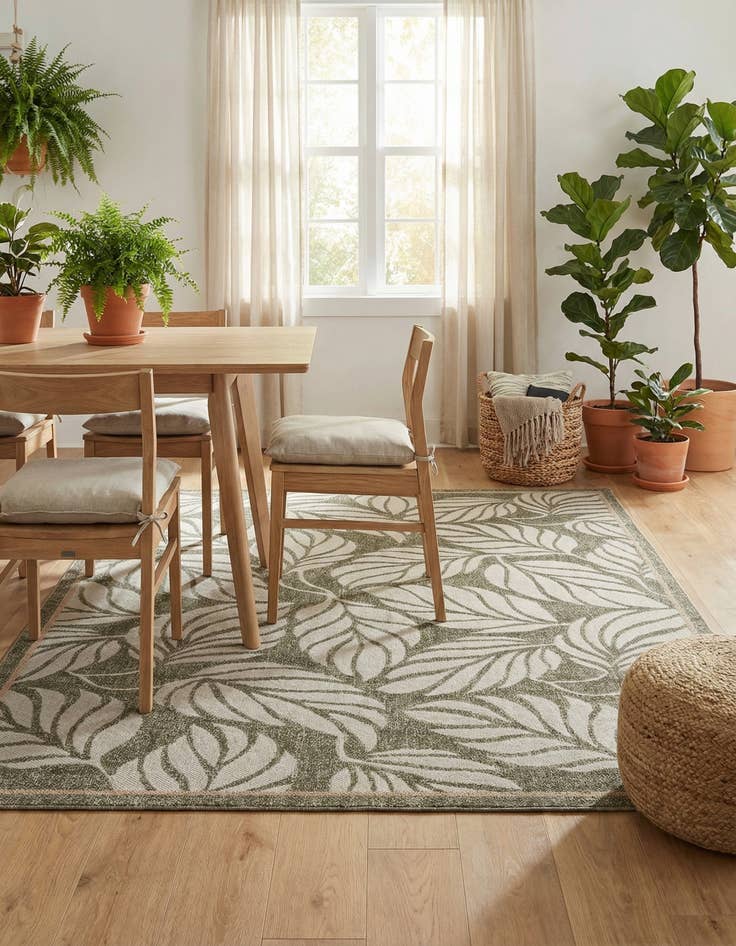 Detail image of 7' x 10'  Washable Botanical Indoor / Outdoor Rug